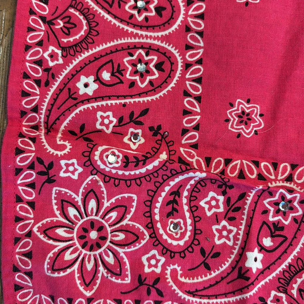 GAP Vintage Pink Bedazzled 17x17 Bandana - Picture 3 of 4